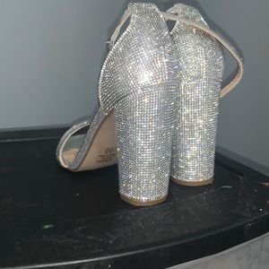Size 10 Women Block Rhinestone heels
